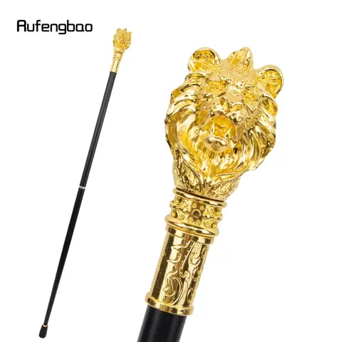 Golden Luxury Lion Head Handle Fashion Walking Stick for Party Decorative Walking Cane Elegant Crosier Knob Walking Stick 95cm Decoration