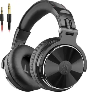 Wired Over Ear Headphones Hi-Res Studio  & Mixing DJ Stereo Headsets with 50mm Drivers and 1/4 to 3.5mm Jack for AMP Computer Recording Podcast Keyboard Guitar Laptop - Black