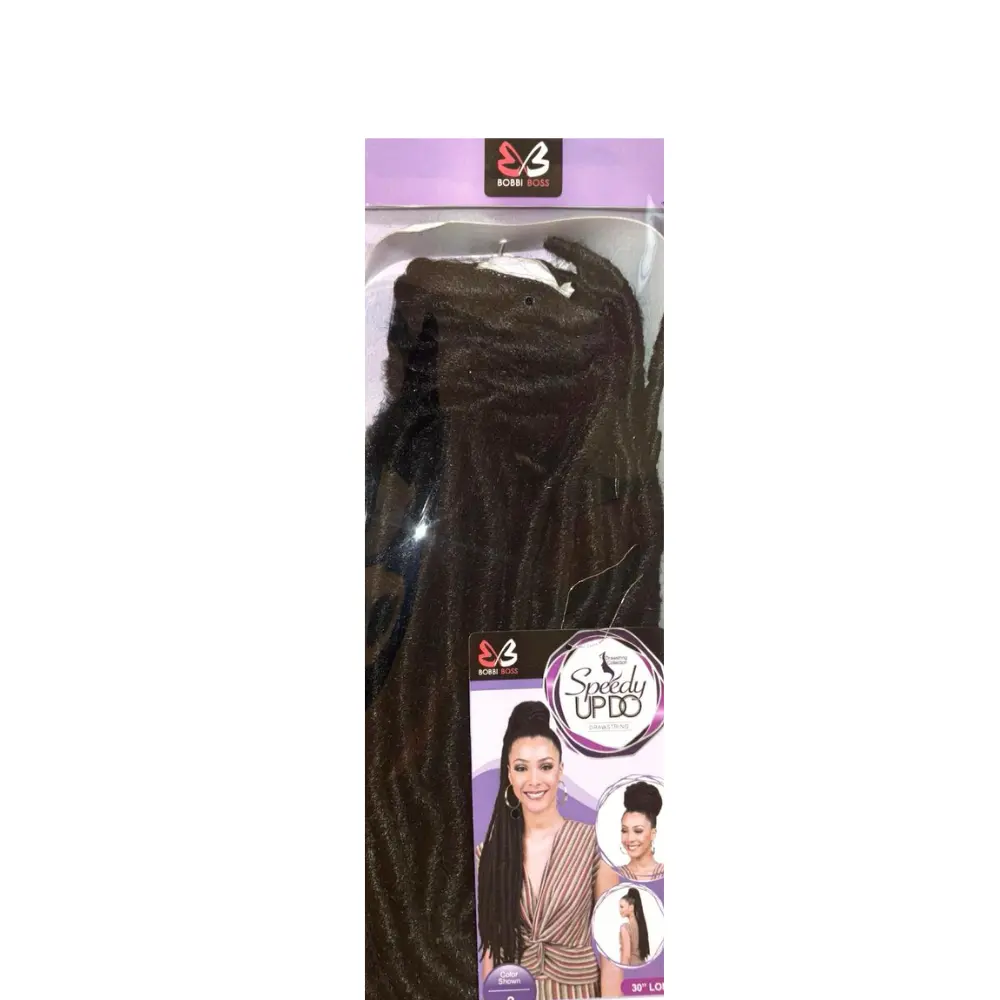 Bobbi Boss Speedy SPUP42 Faux Loc 30 in Drawstring Ponytail, Natural Synthetic Fiber Hair Extension for Casual Unisex Ponytail Hairstyles, Ponytails