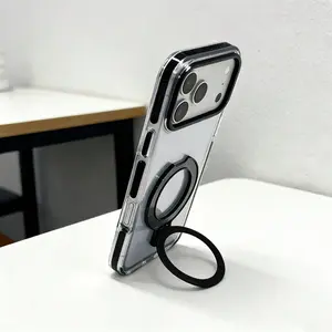Phone Cases for iPhone 17/16/15/14/13/12 Pro Max Plus Clear Magnetic case with Stand and Finger Ring, Compatible with magsafe, Shockproof Transparent Hard Plate, Full Body case, Universal for Boys and Girls
