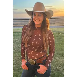 Women's Cowgirl Aesthetic Amarillo Mesh Blouse - Breathable, Denim-Accented, Leather-Trimmed, Graphic Casual Shirts, Style Tee for Everyday Outfits Inspo Clothes