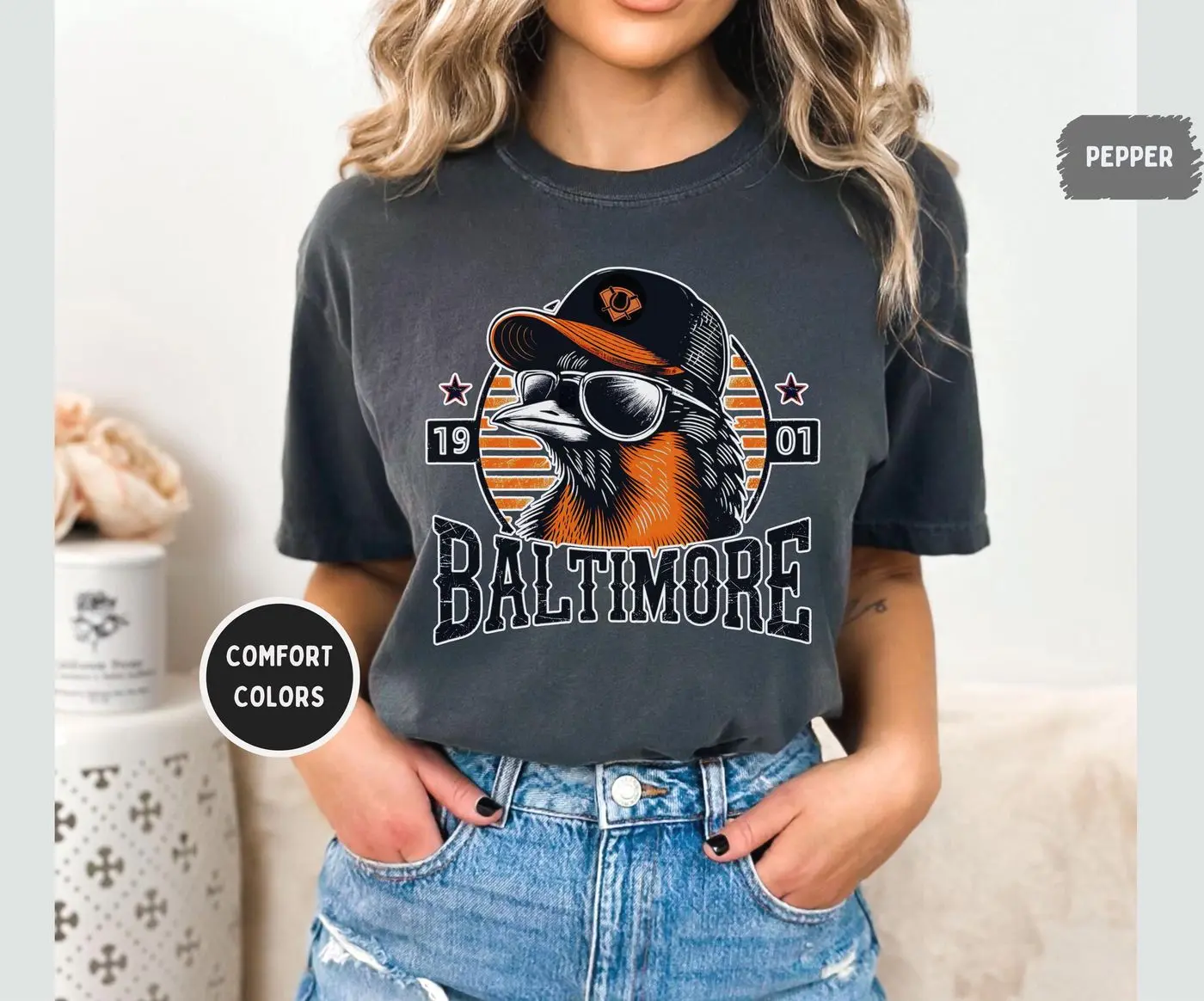Baltimore Baseball Comfort Colors T-shirt, Fan Gift, Sports Team Apparel, Baseball Lover Tee, Game Day Shirt, Oriole tee