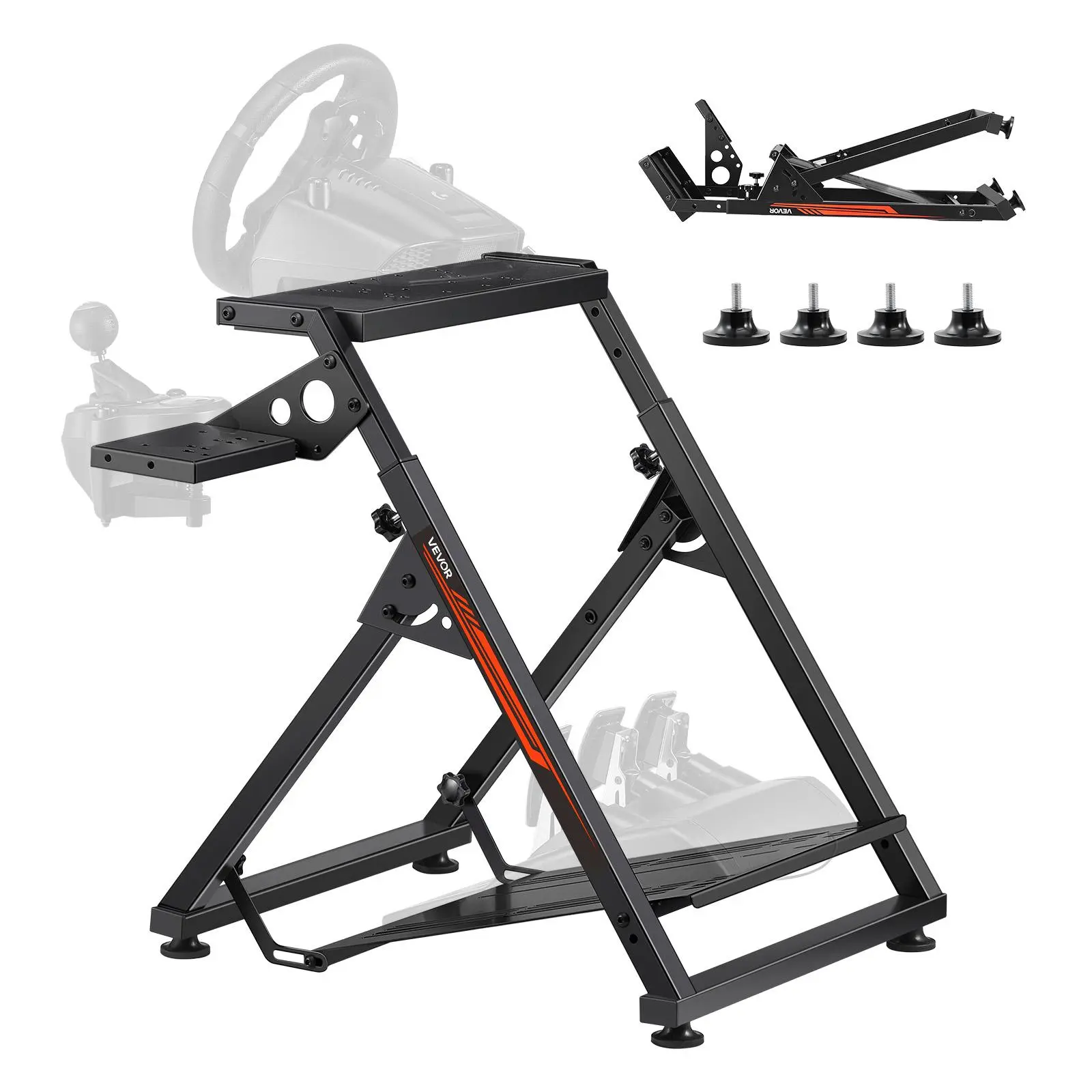【Summerfinds】VEVOR Racing Wheel Stand, Adjustable & Foldable Simulator Stand for Logitech G923 G920 G29 G27, Thrustmaster T300RS TX F458 T500RS T3PA-PRO(F1/GT) Gaming Cockpit,Pedals Simulator NOT Included,Compact