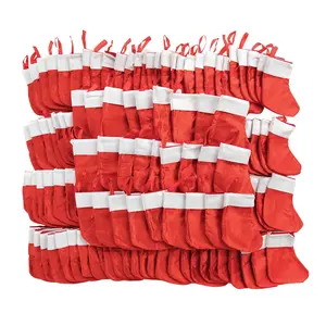 6" Bulk 144 Pc. Small Christmas Red & White Satin Stockings
