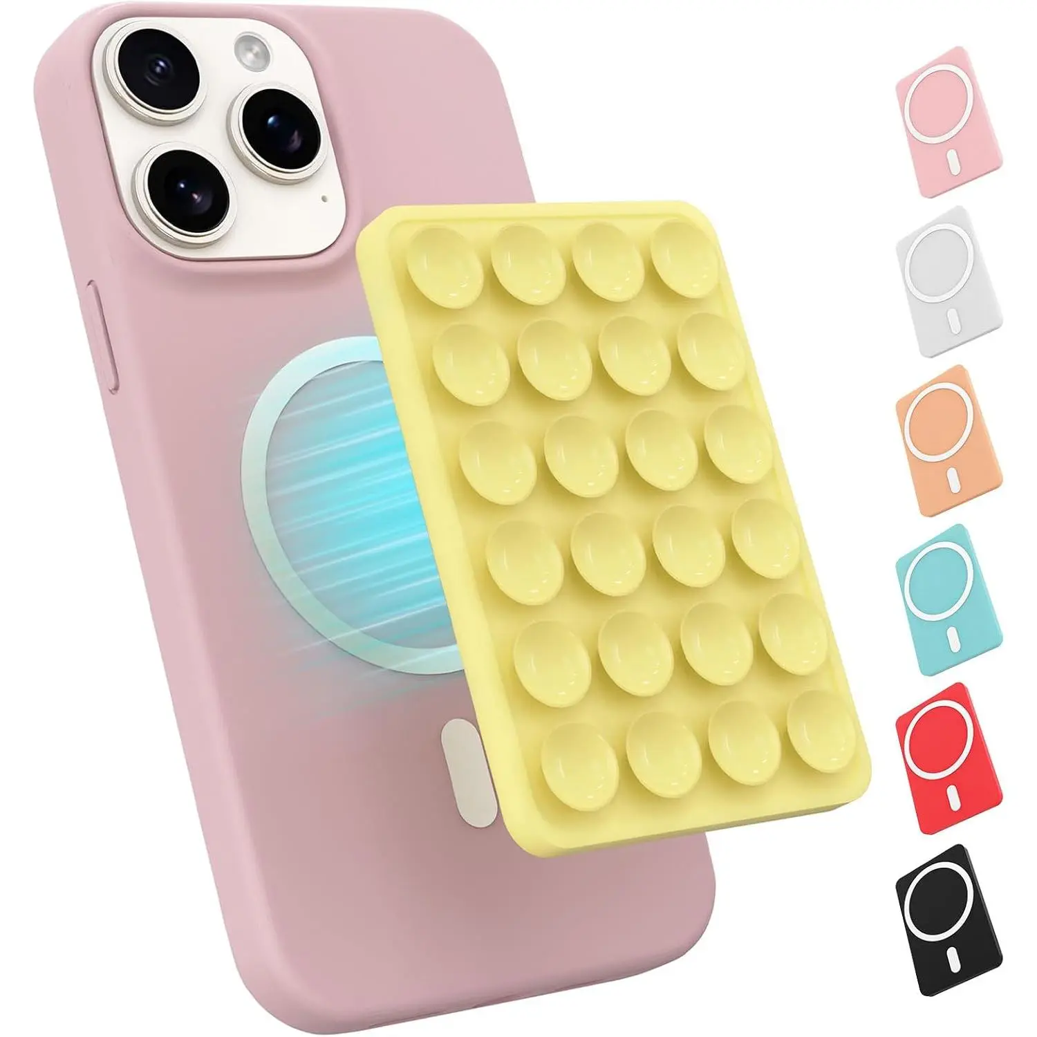 MagSafe Case Suction Smartphone Mount - Octob Cup Buddy Sticky Cell Phone Stand Accessory, Portable Removable Hands-Free Holder for Selfies/Videos, Ideal for Instagram Creators (Yellow), Accessories, Mobile