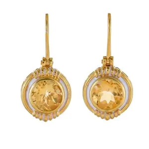 "Calm Radiance" Enameled Citrine Sterling Silver Earring