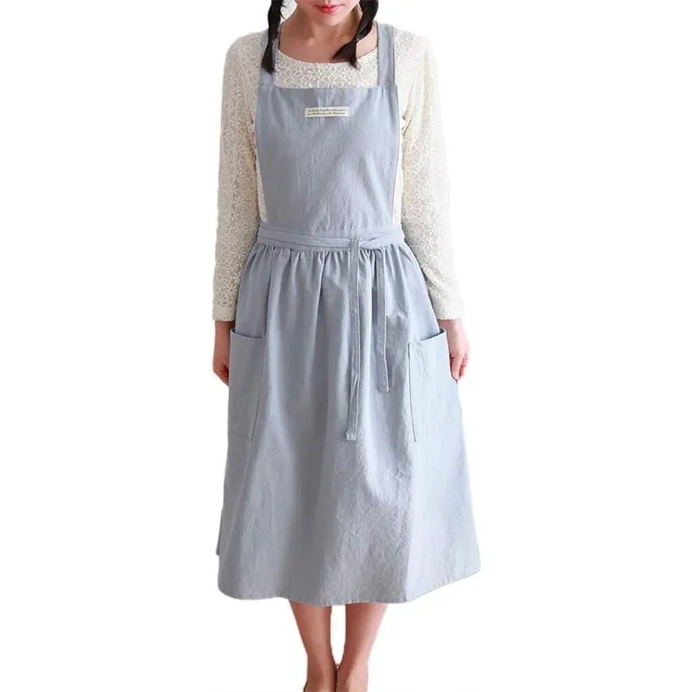 Women Girls  Apron Gardening Works Cross  Pinafore Dress