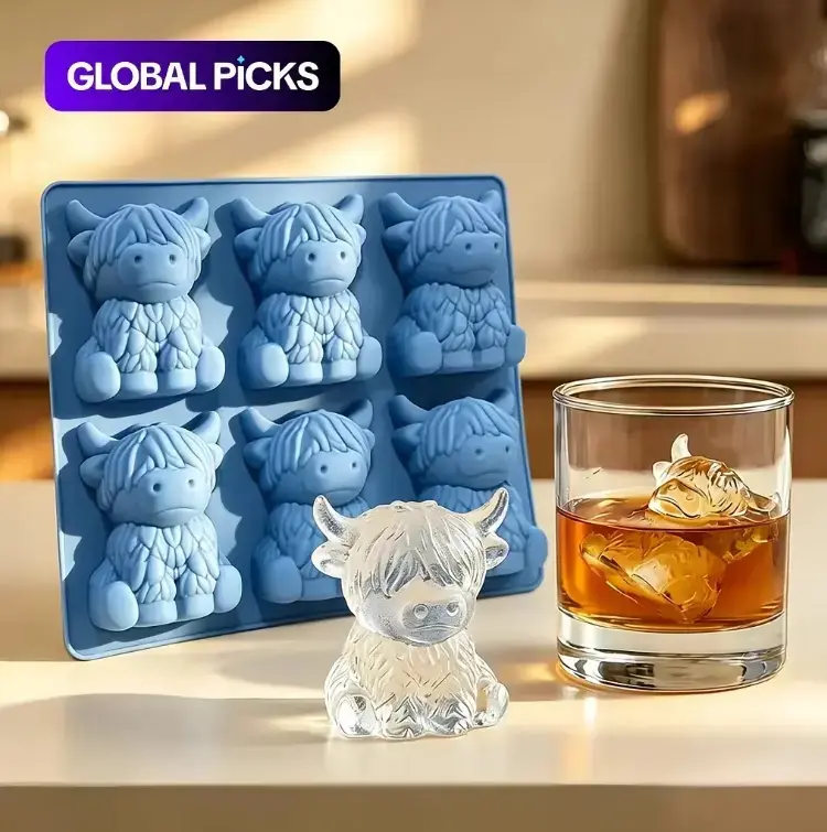 Mini Highland Cow Ice Cube Mold, Silicone Ice Cube Tray, Ice Molds, Cute 3D Ice Cubes for Drinks, Parties, and Gifts, Perfect for Beverage Enhancements #GLOBAL PICKS
