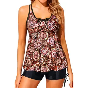 Tempt Me Women Tankini Swimsuits with Shorts - Two Piece Tummy Control Bathing Suit Flowy Swimwear with Boyshorts  SwimWeek  summervibes