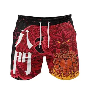Might Guy 8th Gate Dragon Naruto Gym Shorts Men's Basketball Shorts Workout Sport Knee Pants with Pockets Athletic Sweat Walking Summer Shorts