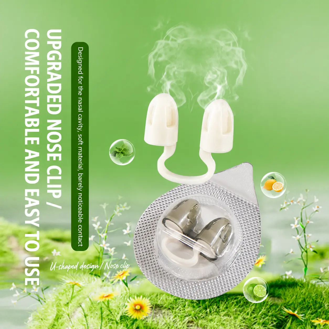 U-Shaped Refreshing Nose Clips, Portable Scented Nasal Aroma Clips with Cooling Plant Extract, Comfortable Lightweight Breathing Accessory for Travel Work Study and Daily Use
