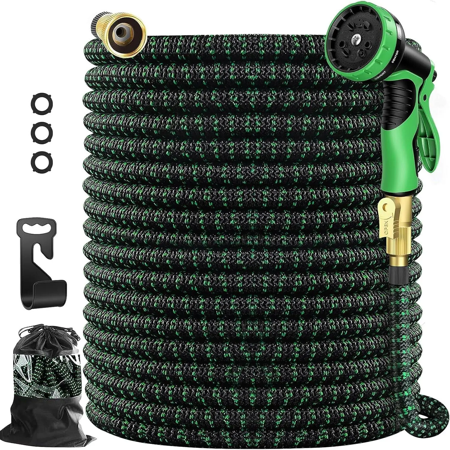 【SummerVibes】100、75FT Expandable Garden Hose,Heavy Duty Superior Strength,4 -Layer durable collapsible Latex Core,Extra Strong Brass Connectors ,lightweight flexible water hose