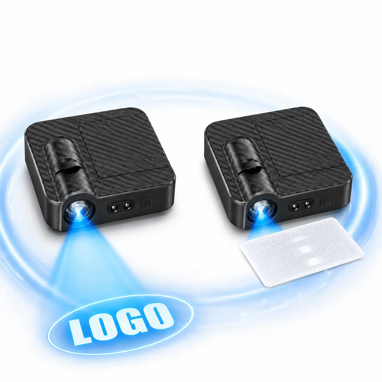Wireless Car Door LED Projector Lights, Smart Sensor Welcome Puddle Light, Easy Stick-On No Wiring Car Door Courtesy Light for Auto Interior UpgradeDriver & Passenger Side
