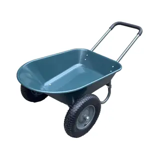 GAOMON 2 Wheel Wheelbarrow, Dual Wheel Barrow with  Pneumatic Rubber Tires, 500 lbs Capacity Garden Yard Cart for Gardening Tool, Moving Soil, Wood, Gravel, Mulch