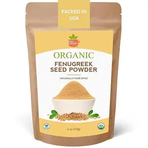 SPICY ORGANIC Fenugreek Powder -4 OZ - USDA Certified Organic - Freshly Ground Indian Fenugreek Seeds for Hair, Tea & Robust Seasoning Spice in Cooking Flavor Natural