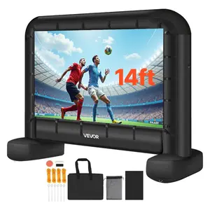 fathersdaygift VEVOR 14 ft Inflatable Movie Screen, 600D Washable Inflatable Projector Screen with Portable Storage Bag, 16: 9 Easy Set Up Movie Projection for Outdoor Backyard, Home Theater, Theme Party, Pool Fun