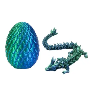 Mini 3D Printed Jointed Dragon Surprise Egg, Multicolor Collectible Ornament, Home Office Desk Holiday Decor, Christmas, Halloween Gift