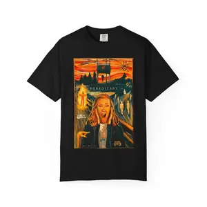 Hereditary Graphic Tee, Unisex Garment-Dyed T-Shirt, Horror Movie Merchandise, Gift for Film Lovers, Cozy Style for Everyday Wear