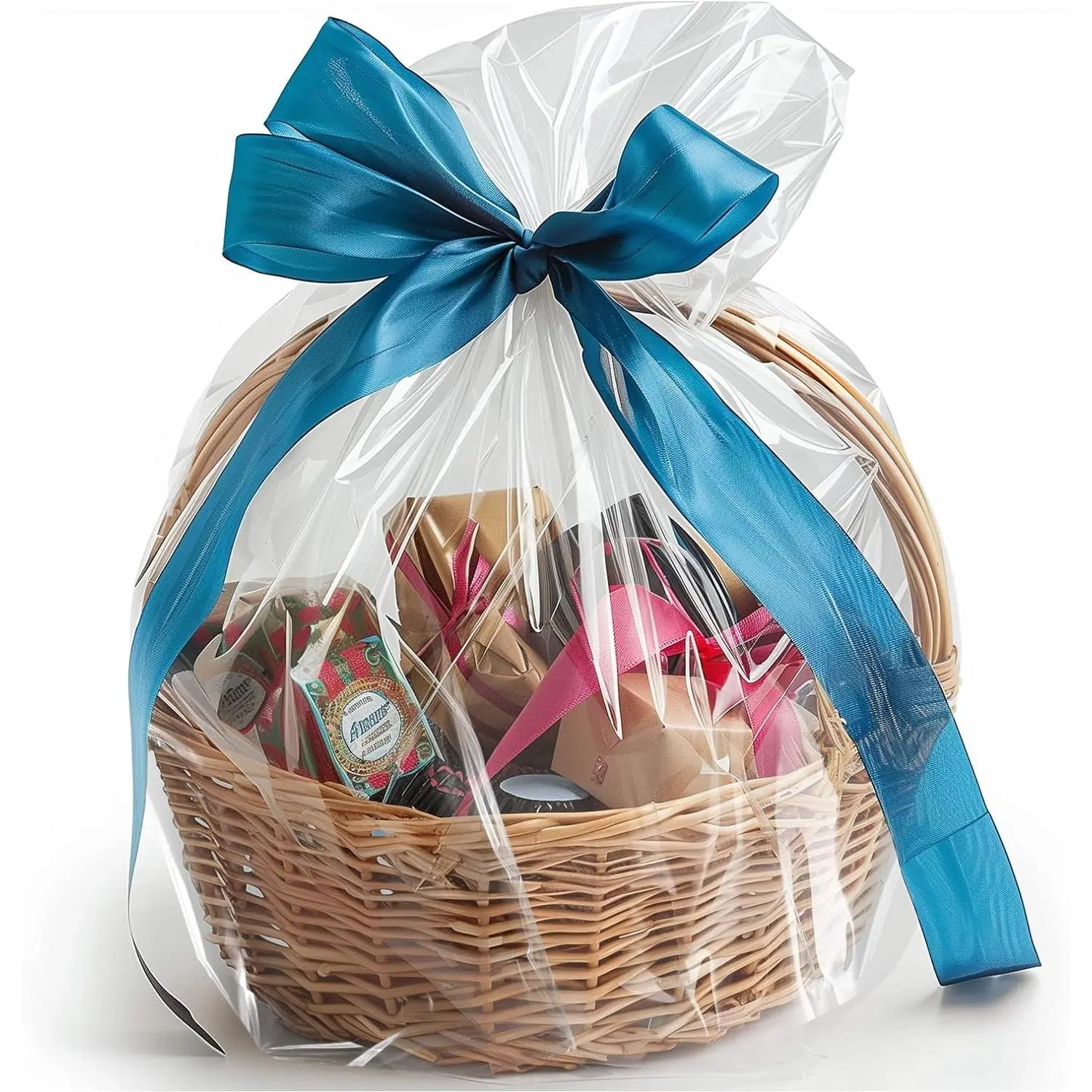 Large Clear Cellophane  bags, 10 Pack 16"X24" Cellophane Wrap for  Baskets, 1.5 Mil Thick Clear Basket Bags