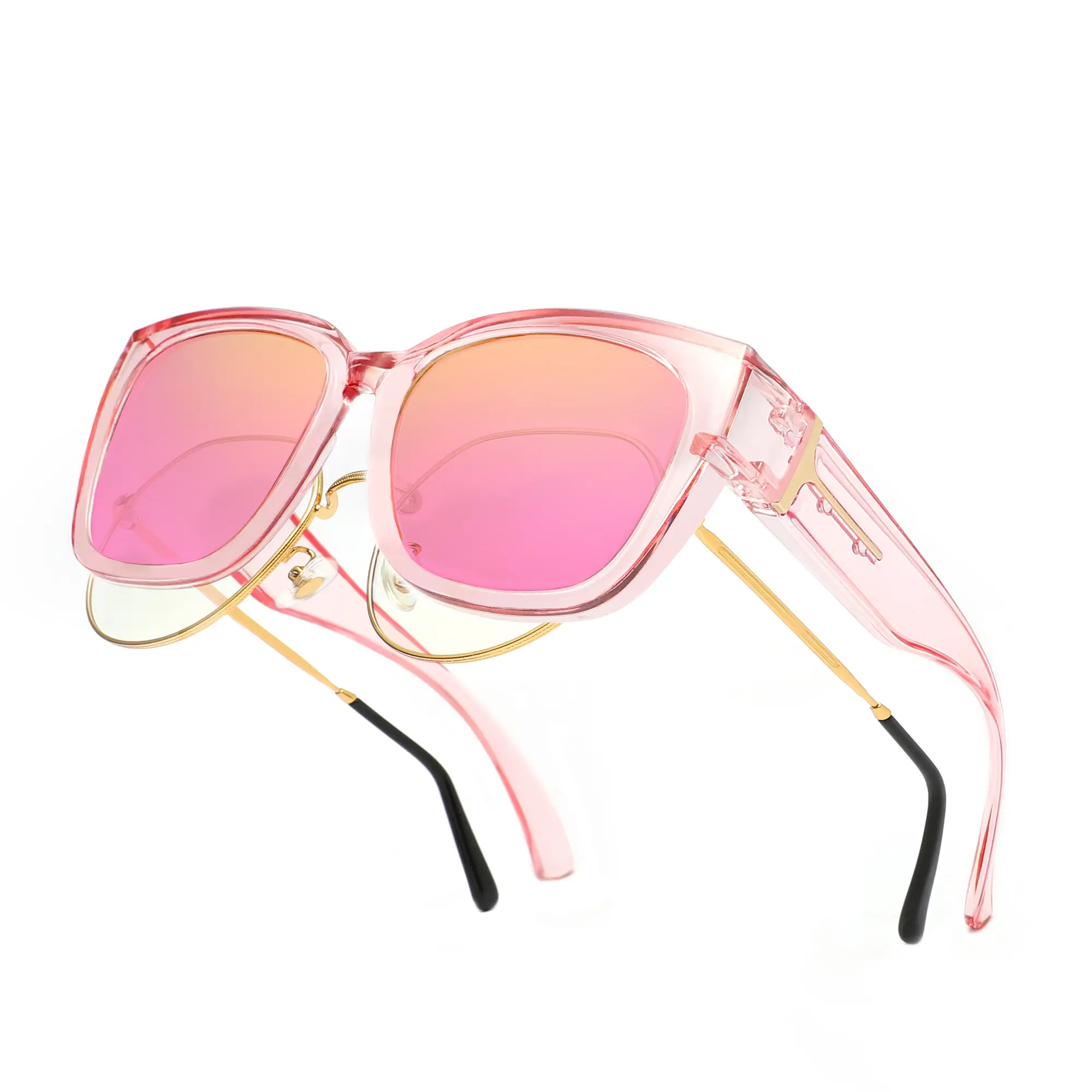 【FitOver Sunglasses】KINGSEVEN 2026 New Polarized Mirror Fit Over Glasses for Women Trendy Oversized Square UV400 Protection Sun Glasses Wear With Myopia Eyeglasses Driving Travel Outdoor Shades T106