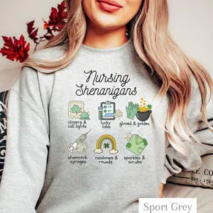 Nurse St Patricks Sweatshirt T Shirt Lucky RN Crewneck M