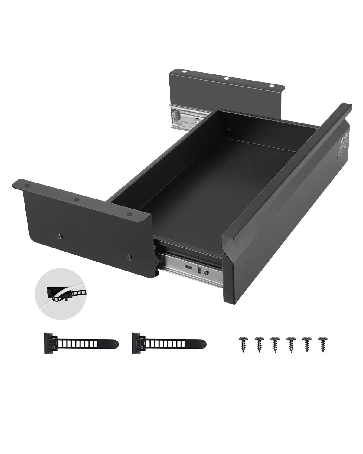 【Summerfinds】VEVOR 16" Wide Under Desk Drawer Slide Out,Under Desk Mounted Pull-out Drawer AttachmentHidden Desktop Storage OrganizerUnder Table Pencil Drawer for office Home Sit Stand Workstation17x9x4 in