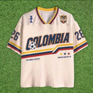 [Custom Number] Retro Colombia Soccer Jersey, Custom 26 Football Tee, Personalized Vintage Style Fan Apparel, Game Day Top, Best Sports Gift for Soccer Fans