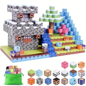Cube Building Block Set, 100pcs/box House Building Kit STEM Sensory Cube Building Block Toys, Creative and Educational Building Blocks for Boys & Girls