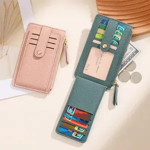 Slim RFID Blocking Wallet for Women – Compact Zipper Card Holder with ID Window, Multi-Card Slots, Small Bifold Purse for Everyday Use