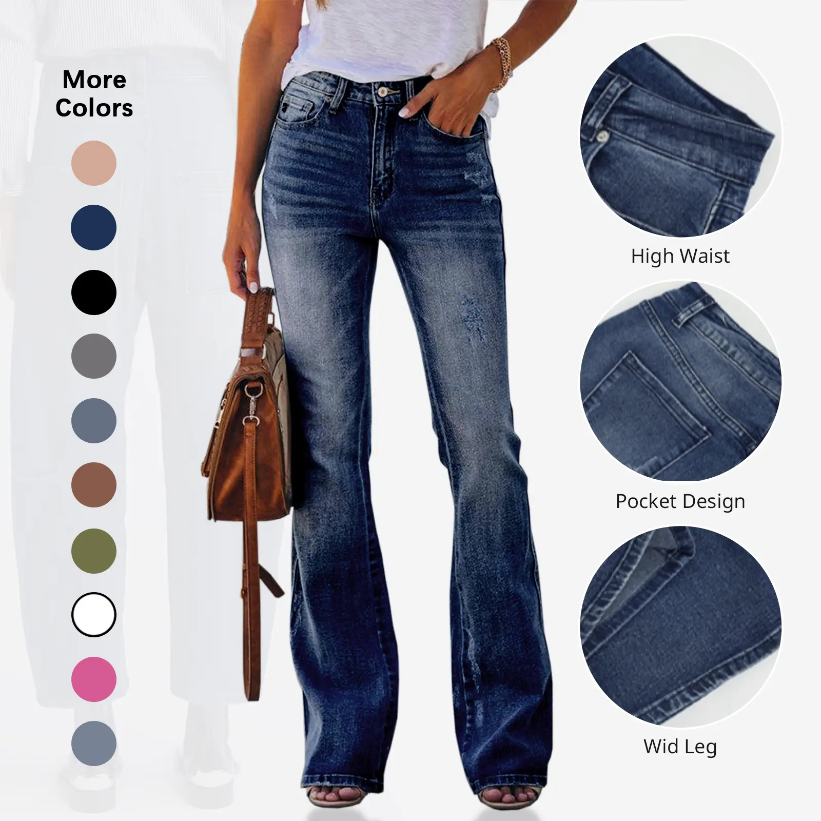 Flowyair Women's High-Waisted Stretch Jeans - Flare, Boyfriend, Bootcut Styles - Casual Denim Pants for Women, Jeans For Women,summerwins,summeroutfits,vacationoutfits,beachoutfits