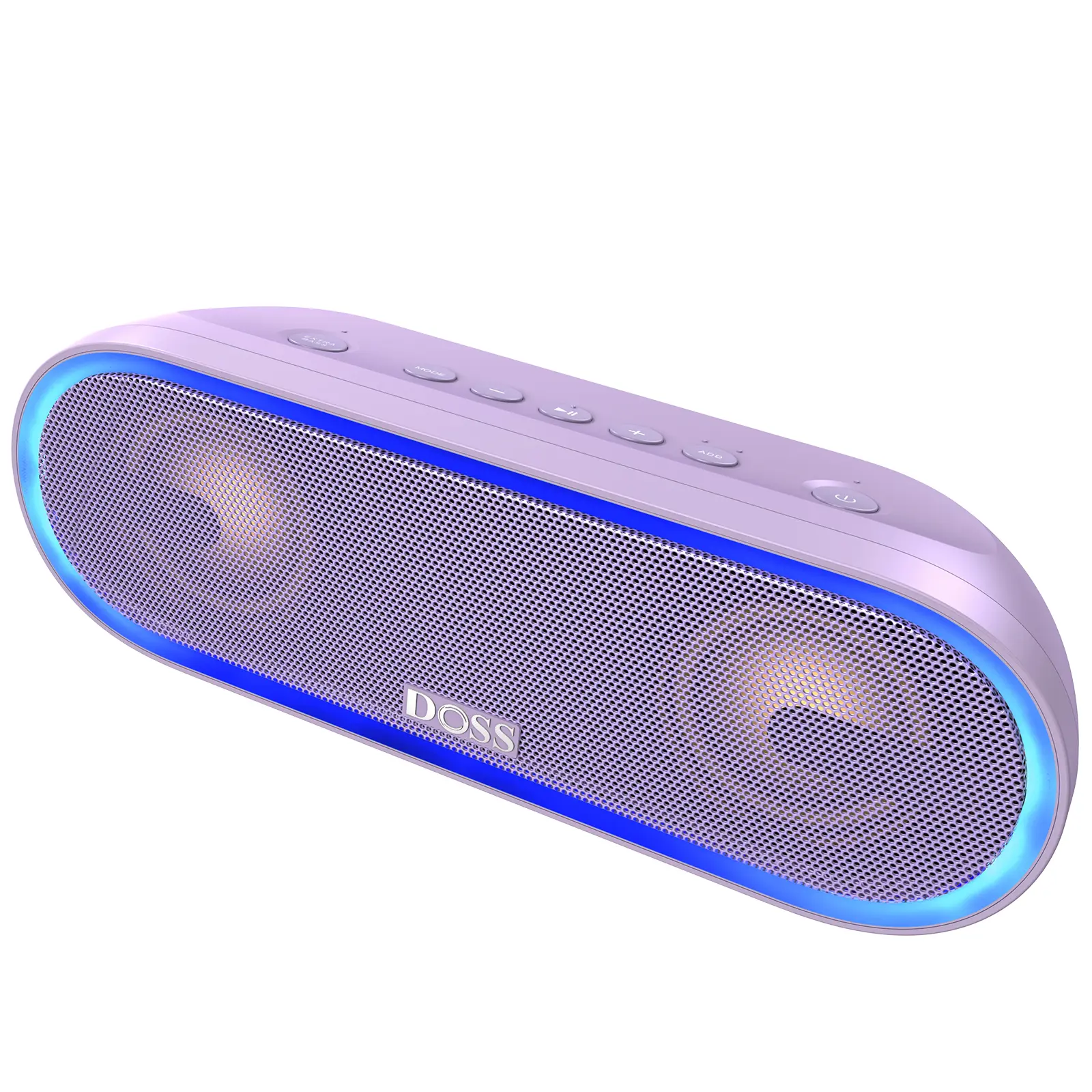 DOSS SoundBox Pro+ P300 Portable Wireless Bluetooth Stereo Speaker - 40W Dual Audio Bass Speakers, IPX6 Waterproof, TWS Pairing, Dynamic Colorful Lights, Button Control, USB Charging, Battery-Powered, Smartphone Compatible, for Outdoor Party, Black