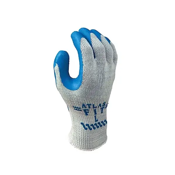 ATLAS FIT 300 SHOWA NATURAL LATEX PALM BLUE LARGE RUBBER WORK GLOVES 1 DOZ - LG