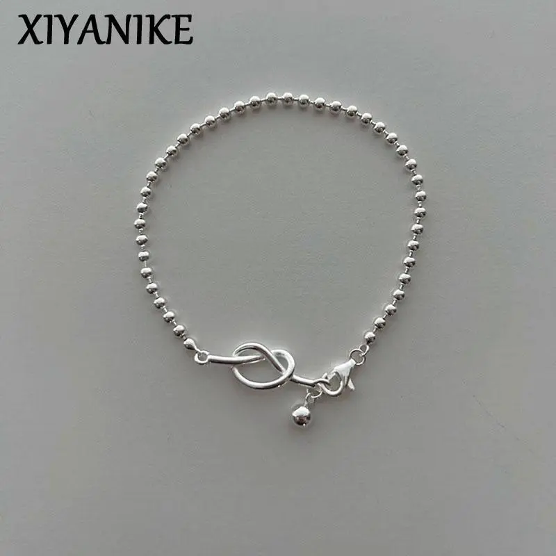 Korean Knotted Heart Round Beads Bracelet For Women Girl Simple Fashion New Jewelry Ladies Gift Party pulseras mujer