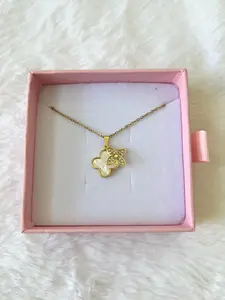 18K Gold Plated CZ White Floral Necklace