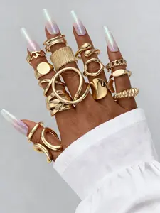 Chunky Simple Irregular Hollow Spiral Wide Band Ring Set, 5/10 Pieces, Daily Date Vacation Party Gift for Girlfriend Ramadan Festival, Stackable Rings, Dainty Stacking Rings, Fashion Stackable Rings