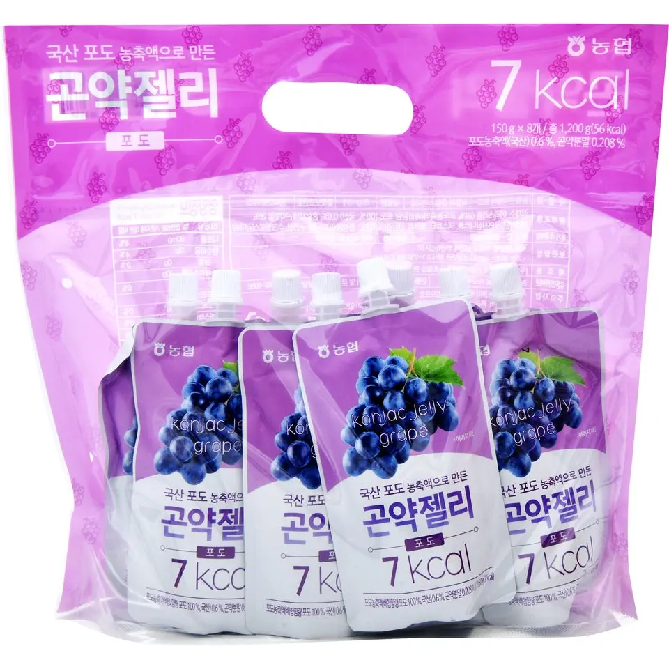 Nonghyup Drinkable Konjac Jelly, Fruity Grape Flavor Healthy Snacks with Chewy Texture, Low-Calorie Dietary Fiber, Sweetener-Infused, Convenient Ambient Room-Temperature Storage Beverage