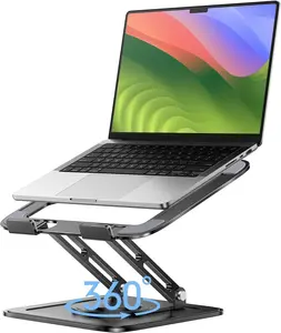 Adjustable Laptop Stand, Computer Stand with 360 Rotating Base,  Laptop Riser Mount for Desk Foldable Protable Computer Desk Fits with MacBook Pro Air (10-16") - Black