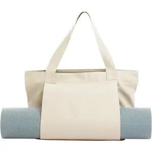 Yoga Mat Carrier, Gym Bag With Yoga Mat Holder, Women Canvas Tote With Shoulder Strap For Pilates, Travel, Office, Sports, Workout And Beach – Inner Zippered Pocket, Fits Standard And Small Mats
