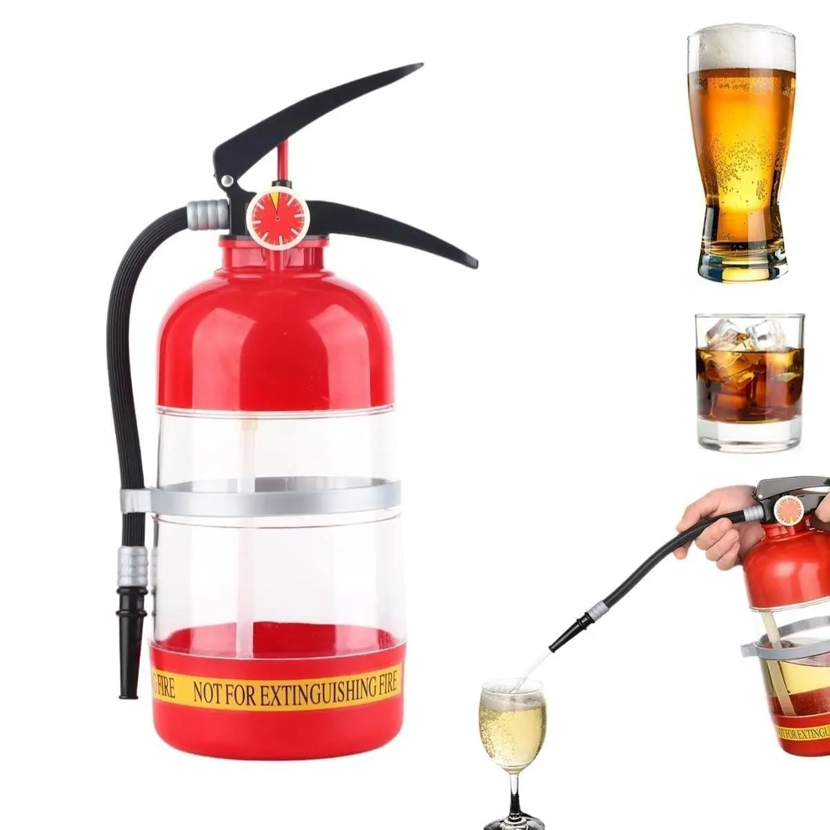 1500ML Hand Press Beverage Dispenser, Creative Fire Extinguisher Style Beer Cannon, Multi-Purpose Raw Beer Cup, Perfect for Home Parties, Large Capacity, Home Bar Accessories