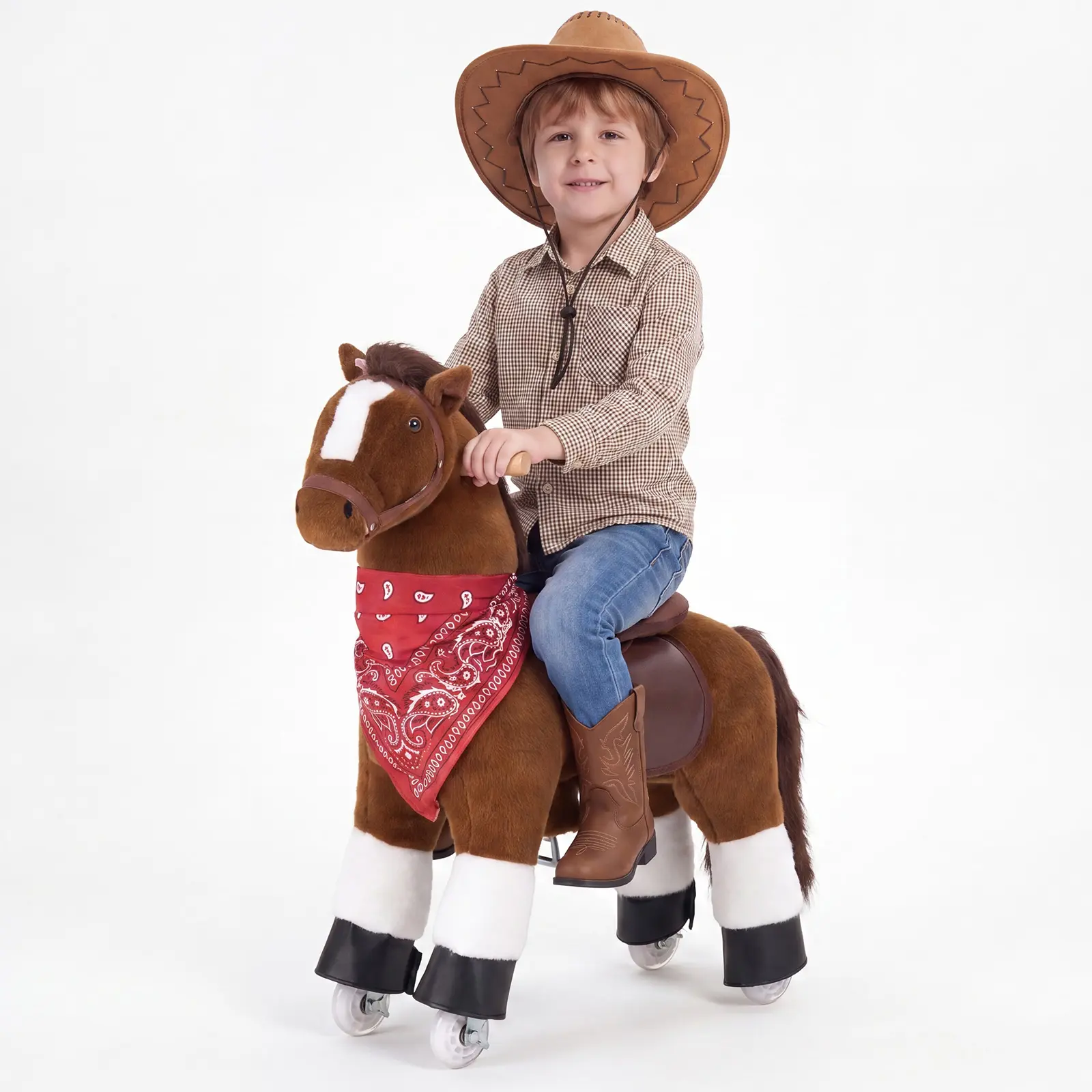 VEVOR Ride On Horse, Riding Pony Toys for Kids, No Battery Required, Smooth Wheels with Anti-Roll Stop Ring, Upgraded Raised Seat, Handles, Pedals, 110 lbs Max Load Capacity for Ages 3-8, Hobby Horse#BacktoSchool