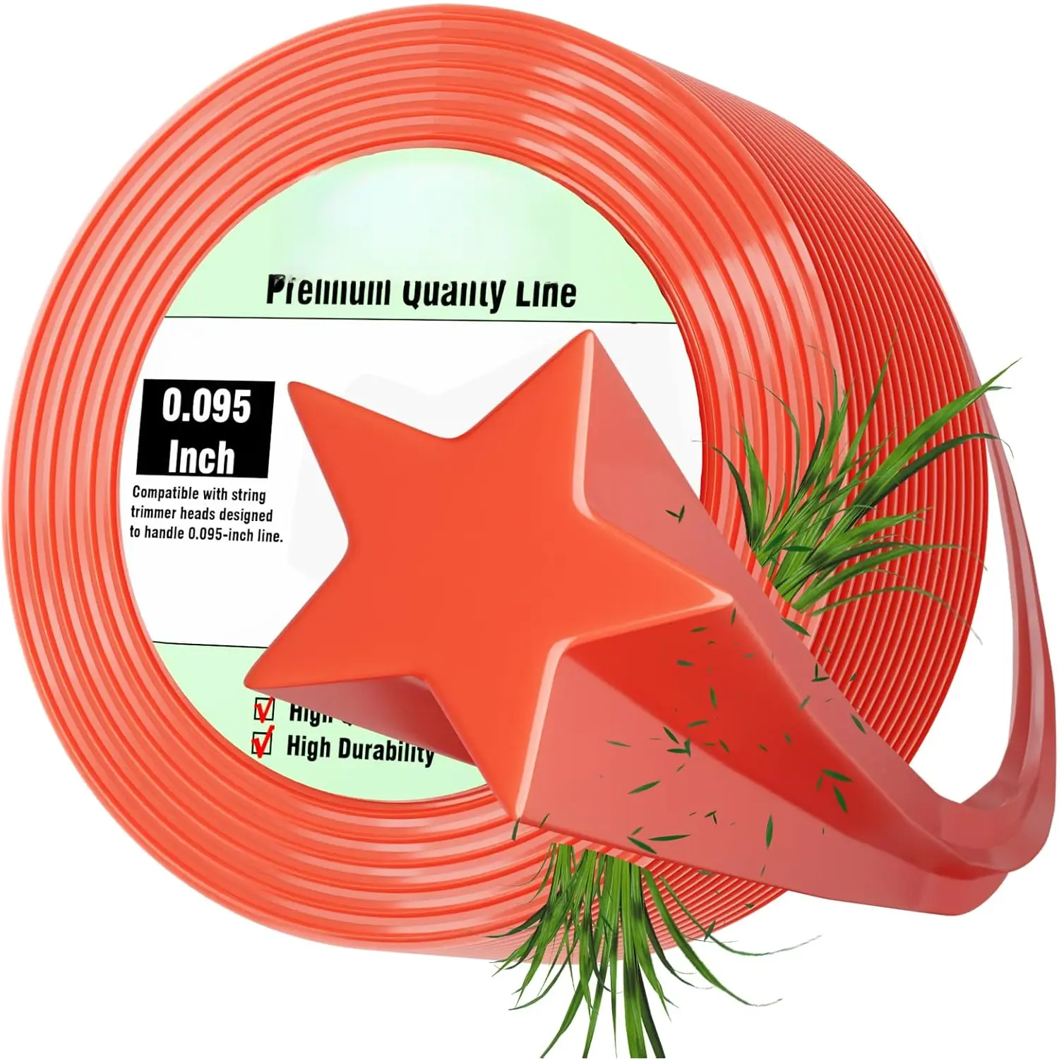 095 Weed Eater String, 150- Pentagram Shape Heavy Duty Trimmer Line, for Electric & Gas Weed Wacker Using Trimmer String .095,  for Stubborn Weed Cleanup, Lawn Repair and Edge Trimming