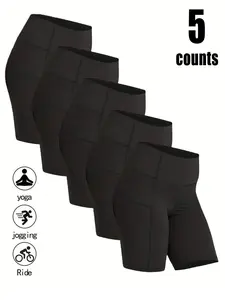 5-piece women's summer wear with 5 "yoga shorts, casual and comfortable, breathable and sweat-wicking, suitable for sports and fitness