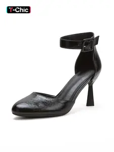 Women's Elegant One Strap Pointed Toe Low Heel Shoes, Retro Mary Jane Style, Versatile Office & Casual Wear, Comfortable Daily Footwear, Stiletto, Rubber