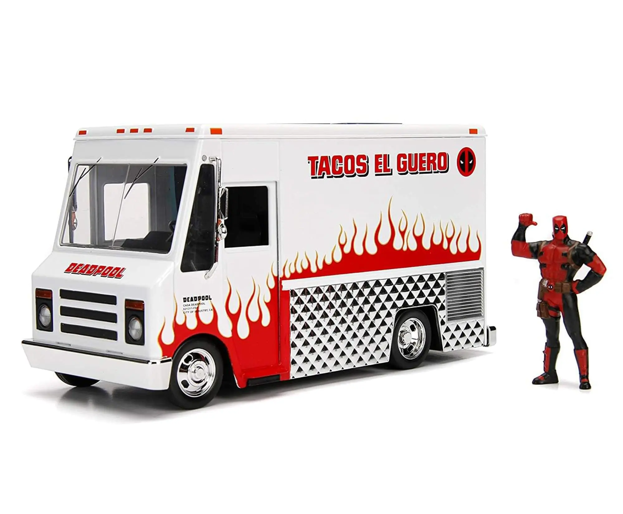 Deadpool Screen-Accurate Action Figure, 1:24 Scale Die-Cast Taco Truck Set, Screen-Accurate Action Figures