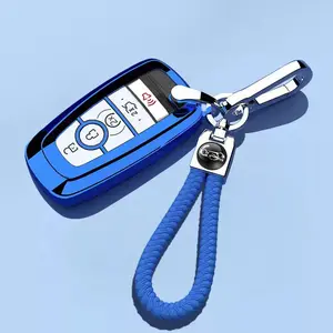 Ford Key Fob Cover Keychain Key Case Protector HolderCompatible with 2017-2026 Bronco Escape MustangExplorer F150 F250 F350 Fusion Edge Black Silver Blue Red