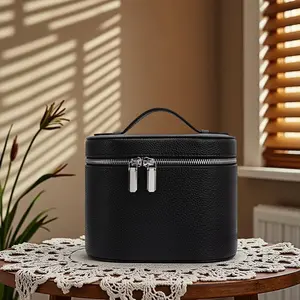 Large-capacity PU leather cosmetic box with internal storage box, customizable names and letters, travel portable cosmetic bag
