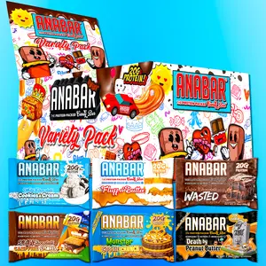 Anabar Variety Pack - 12 Pack/6 Flavors - Best Tasting Protein Bar With 20g Protein & No Sugar Alcohols - Candy Bar Flavor With Protein Bar Nutrition - Snack