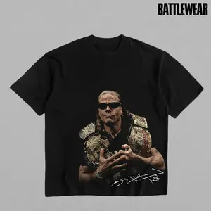 Shawn Michaels Signature Heavy Cotton Shirt WWE Tshirt HBK Wrestling Mr. WrestleMania Fan Apparel Menswear Direct-to-garment Breathable Printing, Casual, Soft, Graphic Tee, Streetwear, Vintage, Unisex