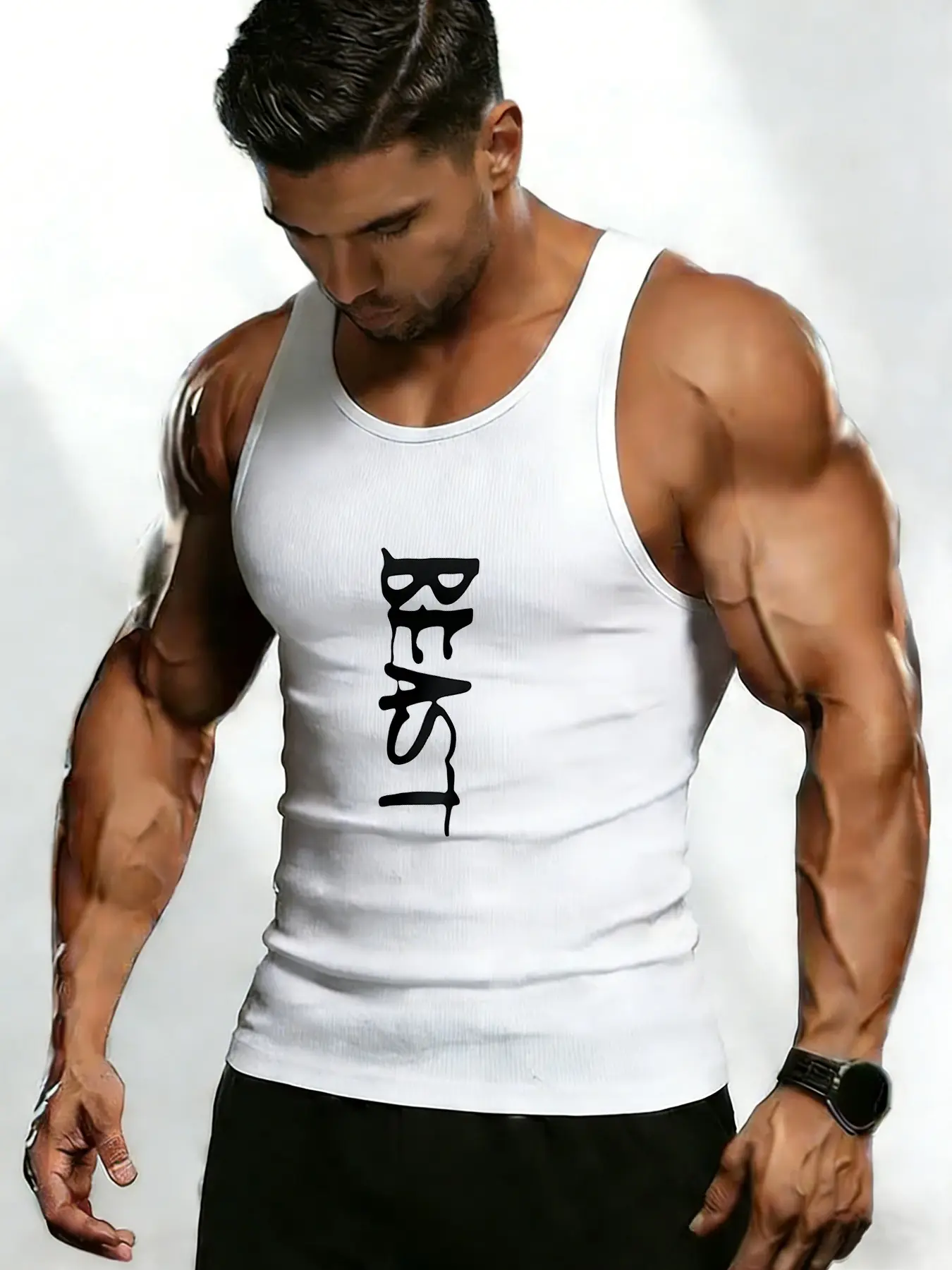 Men's Ribbed Tight-Fitting Vest, High Elastic Breathable Fabric, Slim Fit Muscle Show, Gym Training, Daily Wear, Fitness Workout Vest, Tight Sports Vest