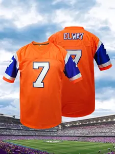 Men's Stitched Denver #2 Football Jersey, Jersey Shirts, Sports Clothing, Sporty Loose-Fit Long Sleeve T-Shirt, Breathable Casual Wear for All Seasons